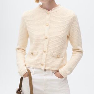 Mango Knitted Cardigan with Frayed Edge
